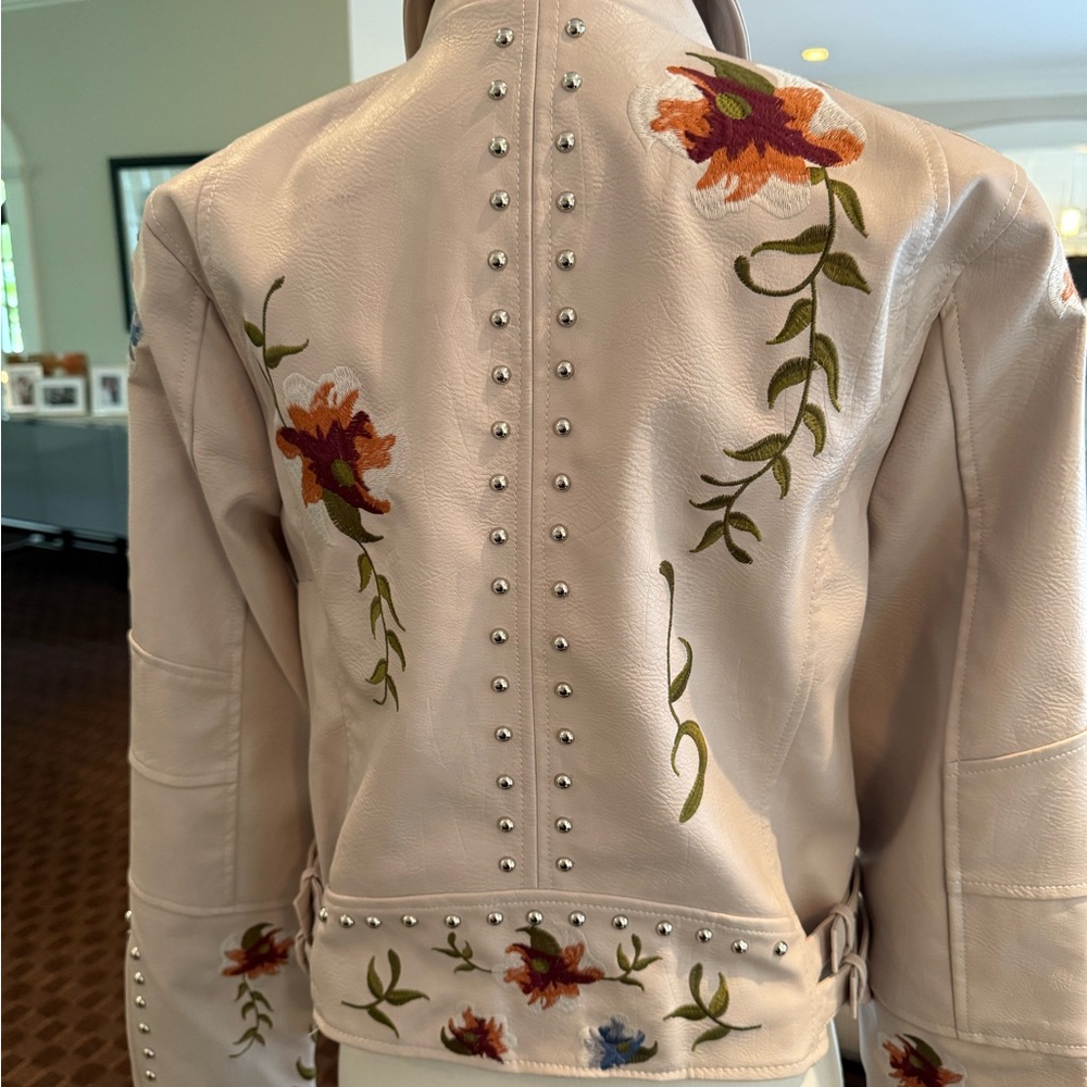 Floral Embroidered Women's FAUX LEATHER